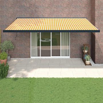 Gossi copertina retractabila, galben/alb, 5x3 m, textil/aluminiu