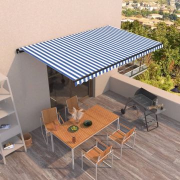 Gossi copertina retractabila manual, albastru si alb, 500x350 cm