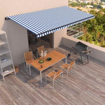Gossi copertina retractabila manual, albastru si alb, 600x350 cm