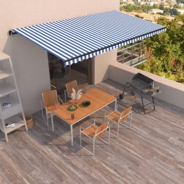 Gossi copertina retractabila manual, albastru si alb, 600x350 cm