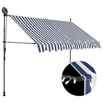 Gossi copertina retractabila manual cu led, albastru & alb, 250 cm