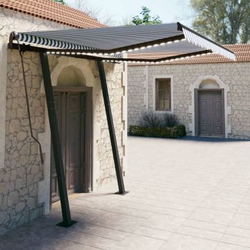 Gossi copertina retractabila manual cu led, albastru & alb 3,5x2,5 m