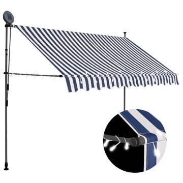 Gossi copertina retractabila manual cu led, albastru & alb, 300 cm