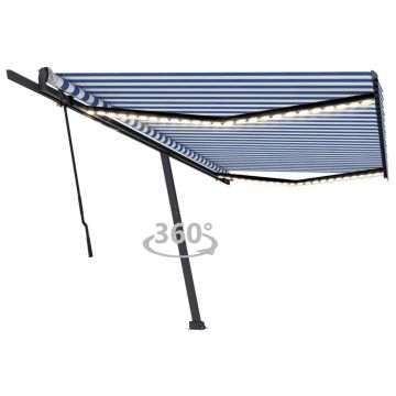 Gossi copertina retractabila manual cu led, albastru&alb, 500x300 cm