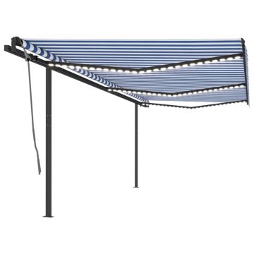Gossi copertina retractabila manual cu led, albastru & alb, 6x3 m