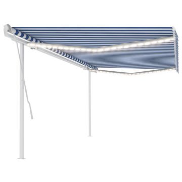 Gossi copertina retractabila manual, cu led, albastru si alb, 5x3 m