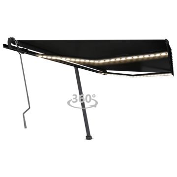 Gossi copertina retractabila manual cu led, antracit, 400x350 cm