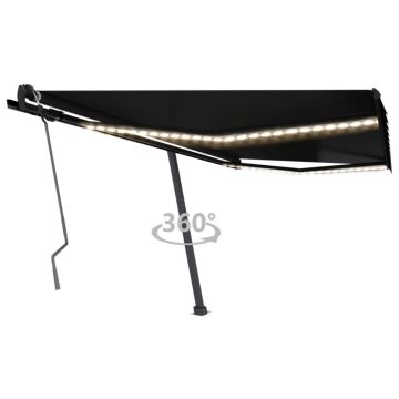 Gossi copertina retractabila manual cu led, antracit, 450x350 cm