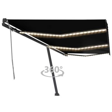 Gossi copertina retractabila manual cu led, antracit, 600x300 cm