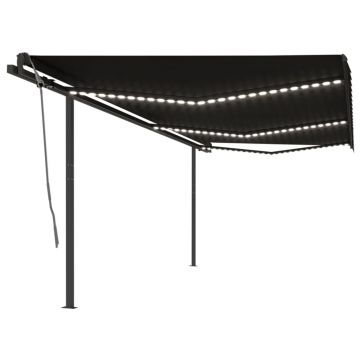 Gossi copertina retractabila manual cu led, antracit, 6x3,5 m