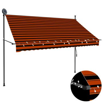 Gossi copertina retractabila manual cu led, portocaliu & maro, 250 cm