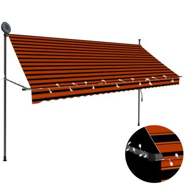 Gossi copertina retractabila manual cu led, portocaliu & maro, 300 cm