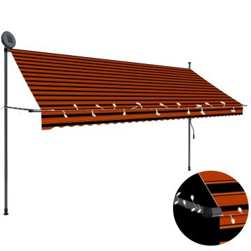Gossi copertina retractabila manual cu led, portocaliu & maro, 350 cm
