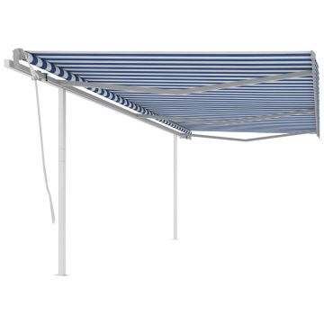 Gossi copertina retractabila manual cu stalpi, albastru/alb, 6x3 m