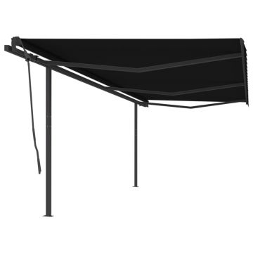 Gossi copertina retractabila manual cu stalpi, antracit, 6x3,5 m