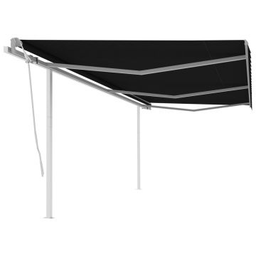 Gossi copertina retractabila manual cu stalpi, antracit, 6x3 m