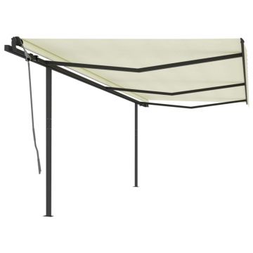 Gossi copertina retractabila manual cu stalpi, crem, 6x3 m