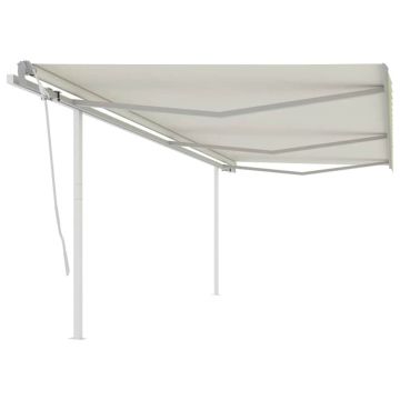 Gossi copertina retractabila manual cu stalpi, crem, 6x3 m