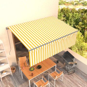 Gossi copertina retractabila manual cu stor, galben&alb, 4x3 m