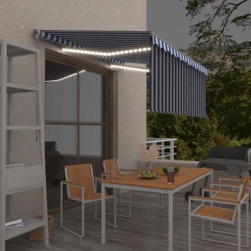 Gossi copertina retractabila manual cu stor&led albastru&alb 3,5x2,5m