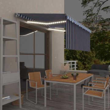 Gossi copertina retractabila manual cu stor&led albastru&alb, 3x2,5 m