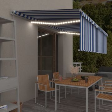 Gossi copertina retractabila manual cu stor&led, albastru&alb, 5x3 m