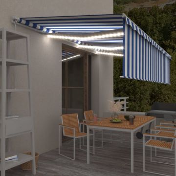 Gossi copertina retractabila manual cu stor&led, albastru&alb, 6x3 m