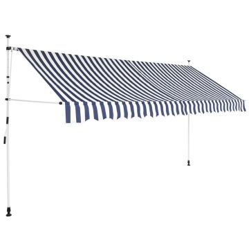 Gossi copertina retractabila manual, dungi albastru si alb, 350 cm