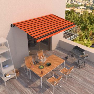 Gossi copertina retractabila manual, portocaliu si maro, 400x350 cm