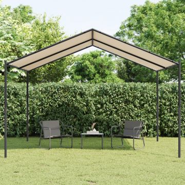 Gossi cort cu baldachin, bej, 4x4 m, otel si material textil