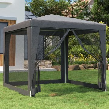 Gossi cort de petrecere 4 pereti din plasa antracit 2,5x2,5 m hdpe
