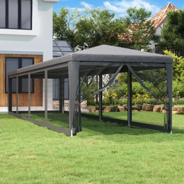 Gossi cort de petrecere cu 10 pereti din plasa, antracit, 3x12 m hdpe