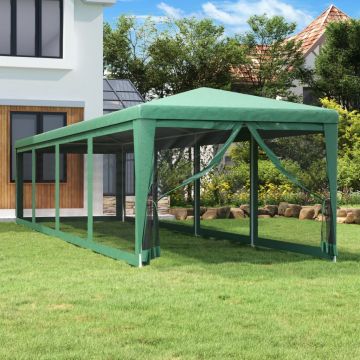 Gossi cort de petrecere cu 10 pereti din plasa, verde, 3x12 m, hdpe