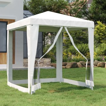 Gossi cort de petrecere cu 4 pereti din plasa, alb, 2 x 2 m