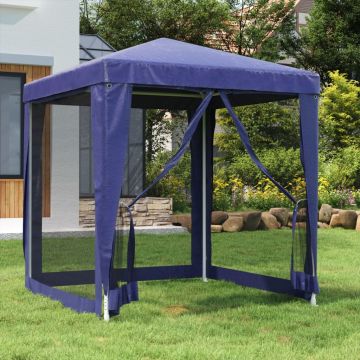 Gossi cort de petrecere cu 4 pereti din plasa, albastru, 2x2 m, hdpe