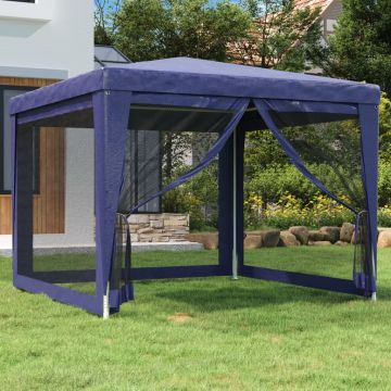 Gossi cort de petrecere cu 4 pereti din plasa, albastru, 3x3 m, hdpe