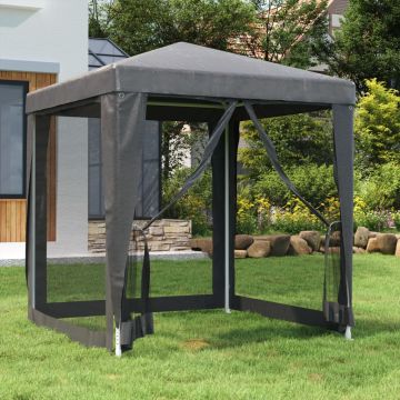 Gossi cort de petrecere cu 4 pereti din plasa, antracit, 2x2 m, hdpe