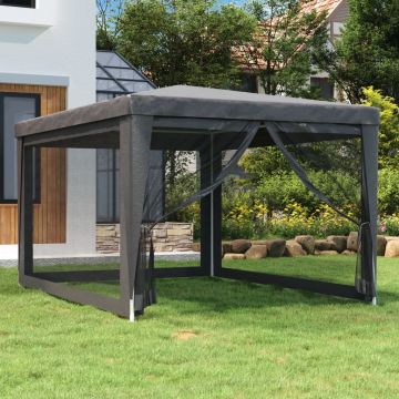 Gossi cort de petrecere cu 4 pereti din plasa, antracit, 3x4 m, hdpe