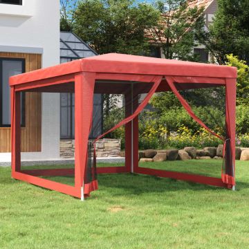 Gossi cort de petrecere cu 4 pereti din plasa, rosu, 3x4 m, hdpe