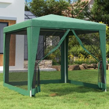 Gossi cort de petrecere cu 4 pereti din plasa, verde, 2,5x2,5 m, hdpe