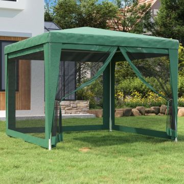 Gossi cort de petrecere cu 4 pereti din plasa, verde, 3x3 m, hdpe