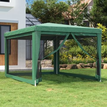 Gossi cort de petrecere cu 4 pereti din plasa, verde, 3x4 m, hdpe