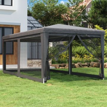 Gossi cort de petrecere cu 6 pereti din plasa, antracit, 3x6 m, hdpe