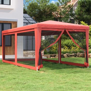 Gossi cort de petrecere cu 6 pereti din plasa, rosu, 3x6 m, hdpe