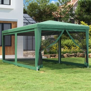 Gossi cort de petrecere cu 6 pereti din plasa, verde, 3x6 m, hdpe