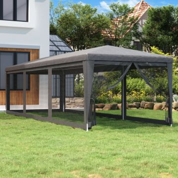 Gossi cort de petrecere cu 8 pereti din plasa, antracit, 3x9 m, hdpe