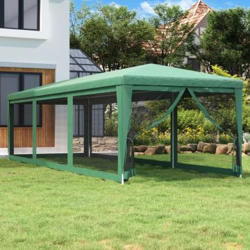 Gossi cort de petrecere cu 8 pereti din plasa, verde, 3x9 m, hdpe