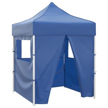 Gossi cort de petrecere pliabil cu 4 pereti, albastru, 2 x 2 m, otel