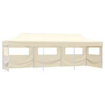 Gossi cort de petrecere pliabil cu 5 pereti laterali, crem, 3 x 9 m