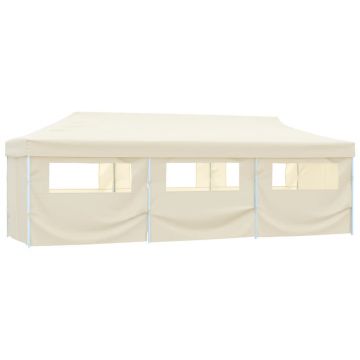 Gossi cort de petrecere pliabil cu 8 pereti laterali, crem, 3 x 9 m